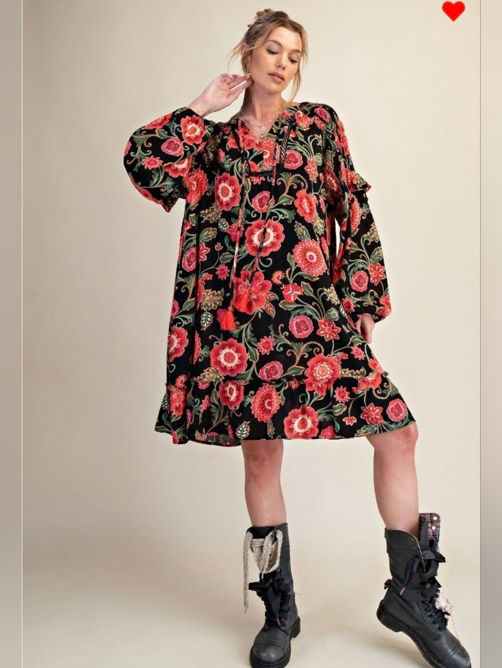 Easel Black Floral Gauze Boho Mini Dress – Size Small Oversized  NWT